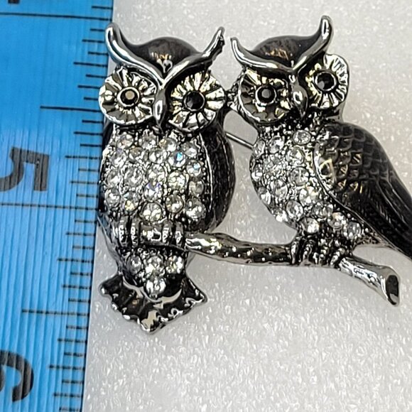 Two Owls Brooch Pin - Picture 6 of 11